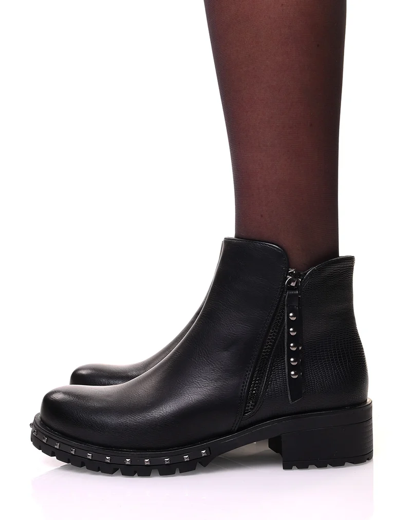 Bottines à fermetures éclaires décoratives et semelles cloutées