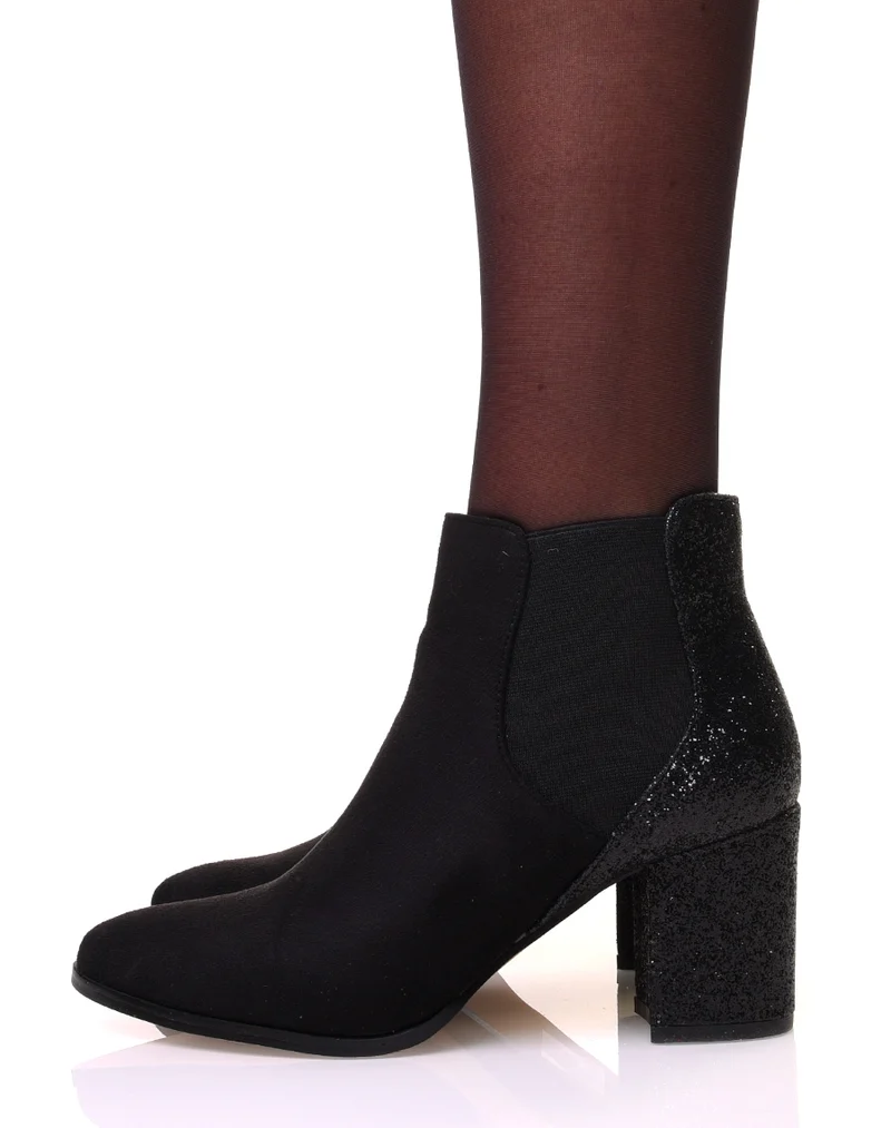 Bottines en suédine pailletés à l'arrière noires