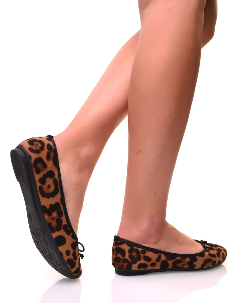 Ballerines effet léopard à petits noeuds