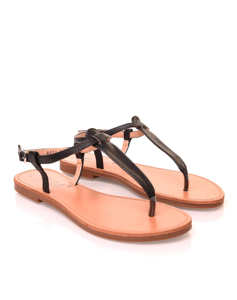 Nu-pieds effet tong noirs