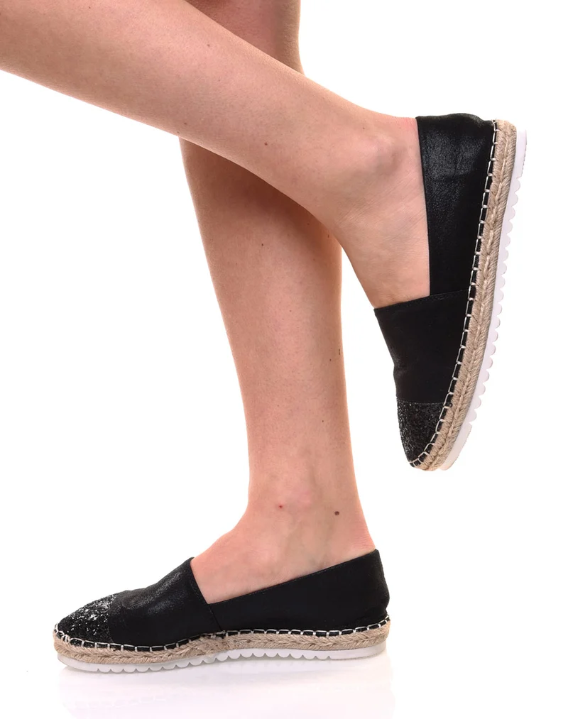 Espadrilles noires effet brillant