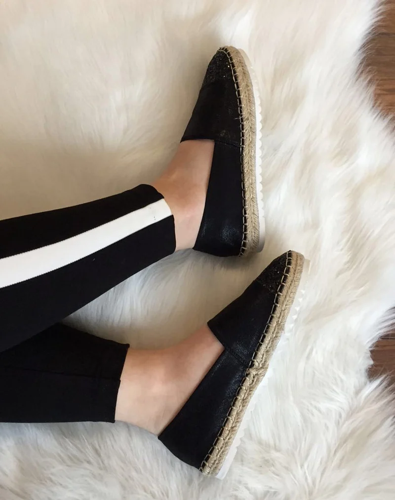 Espadrilles noires effet brillant