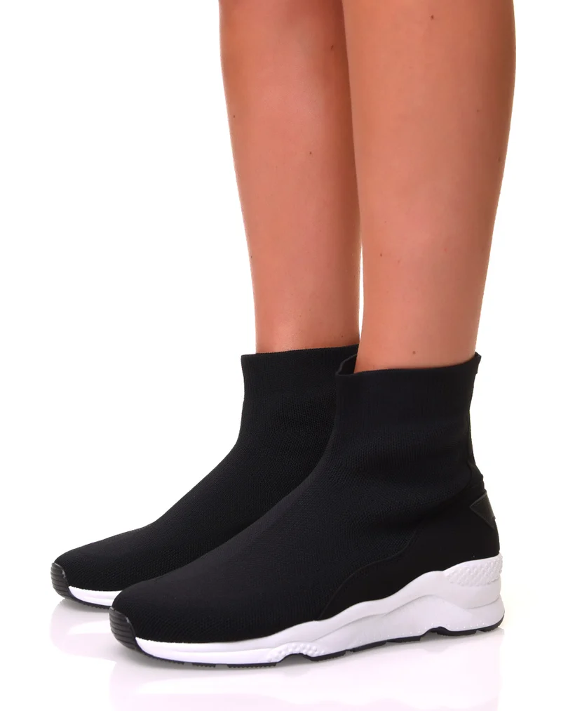 Baskets noires effet chaussette en toile