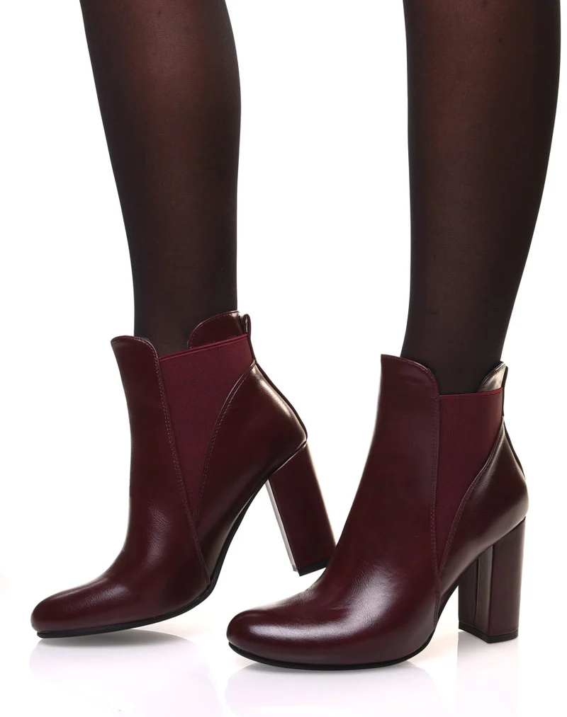 Bottines bordeaux à talon haut
