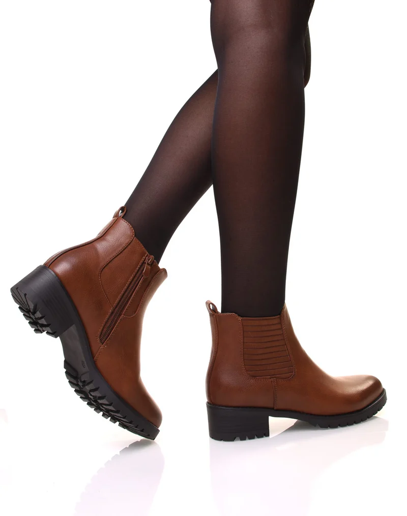 Chelsea boots camel à talons