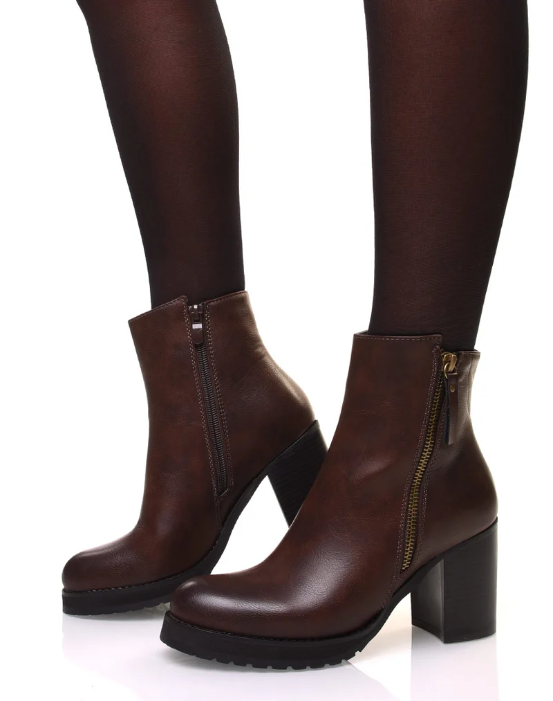 Bottines marron à talons