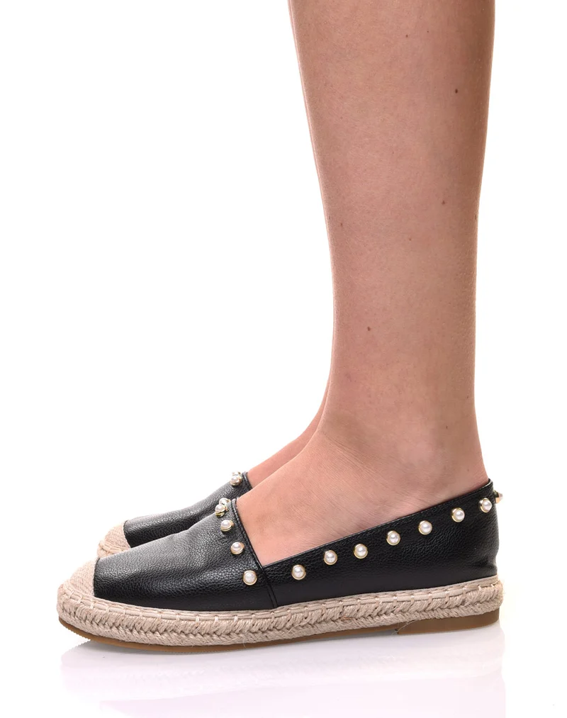 Espadrilles noires ornées de perles