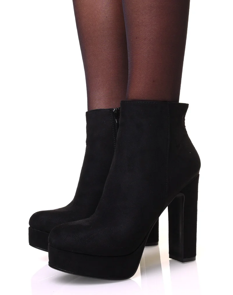 Bottines noires en suédine à talon