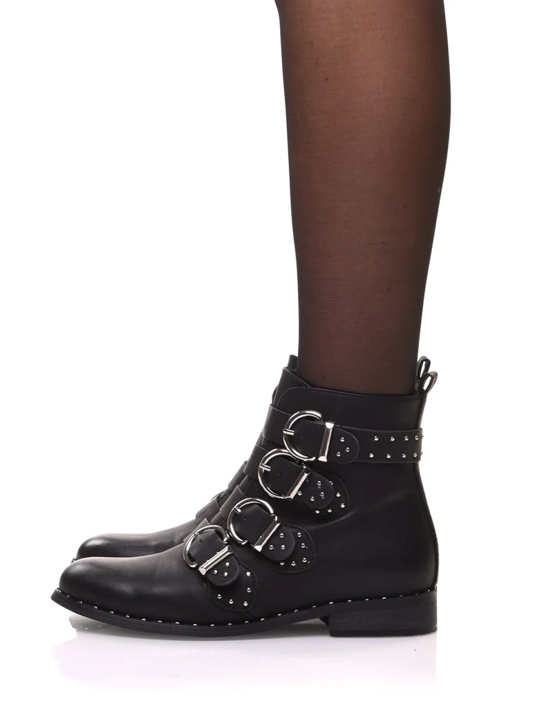 Bottines noires à brides