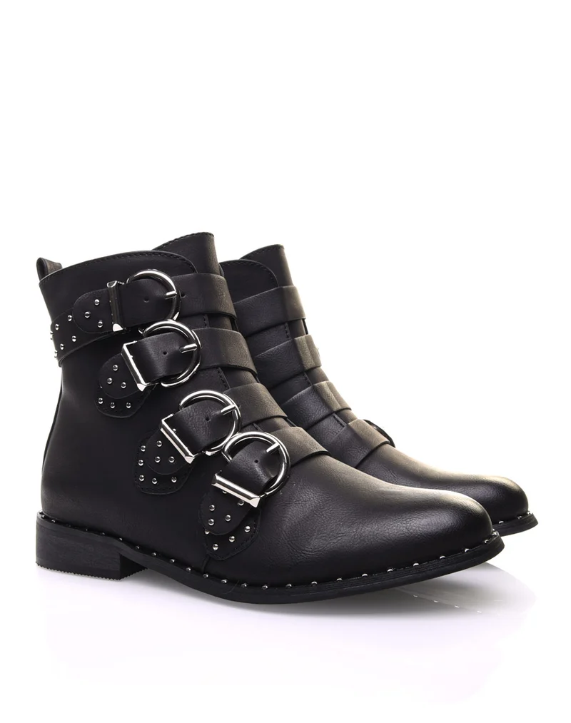 Bottines noires à brides