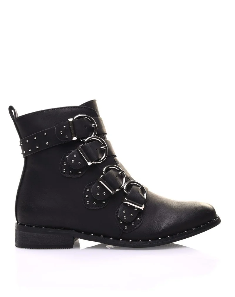 Bottines noires à brides