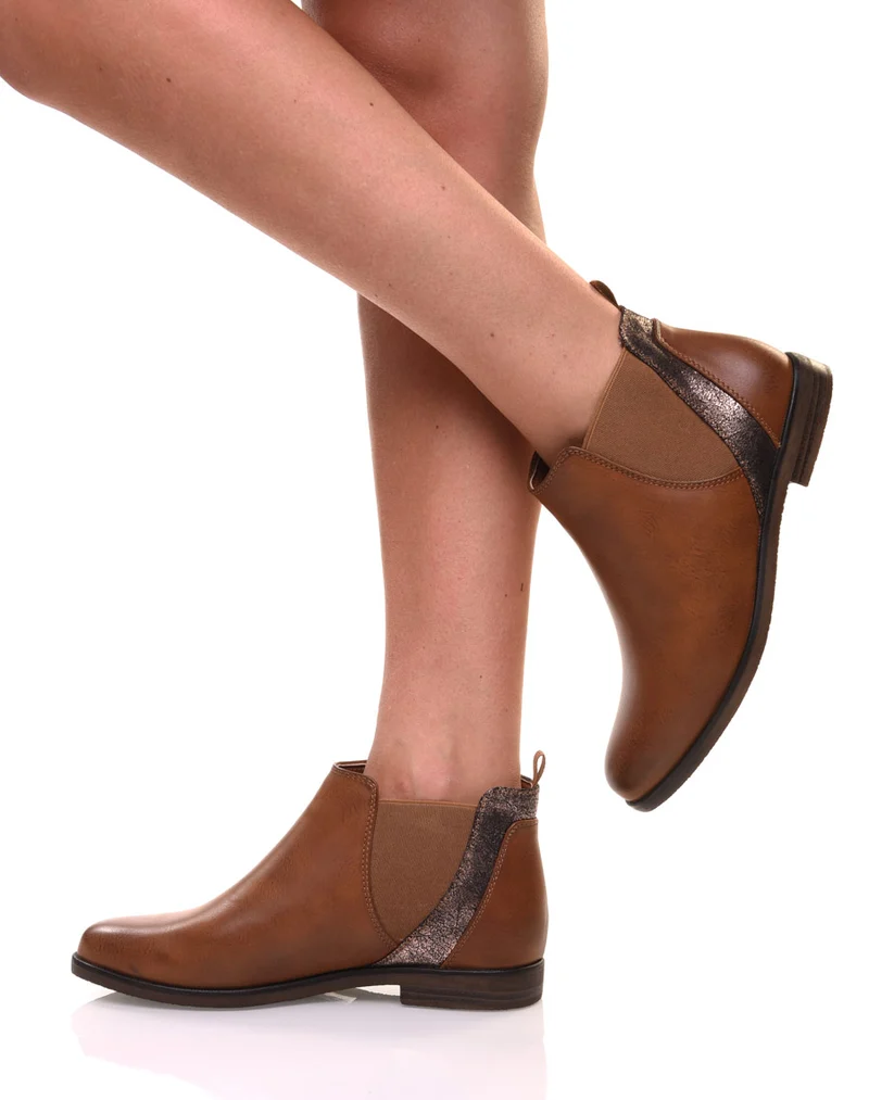 Bottines camel plates métallisées
