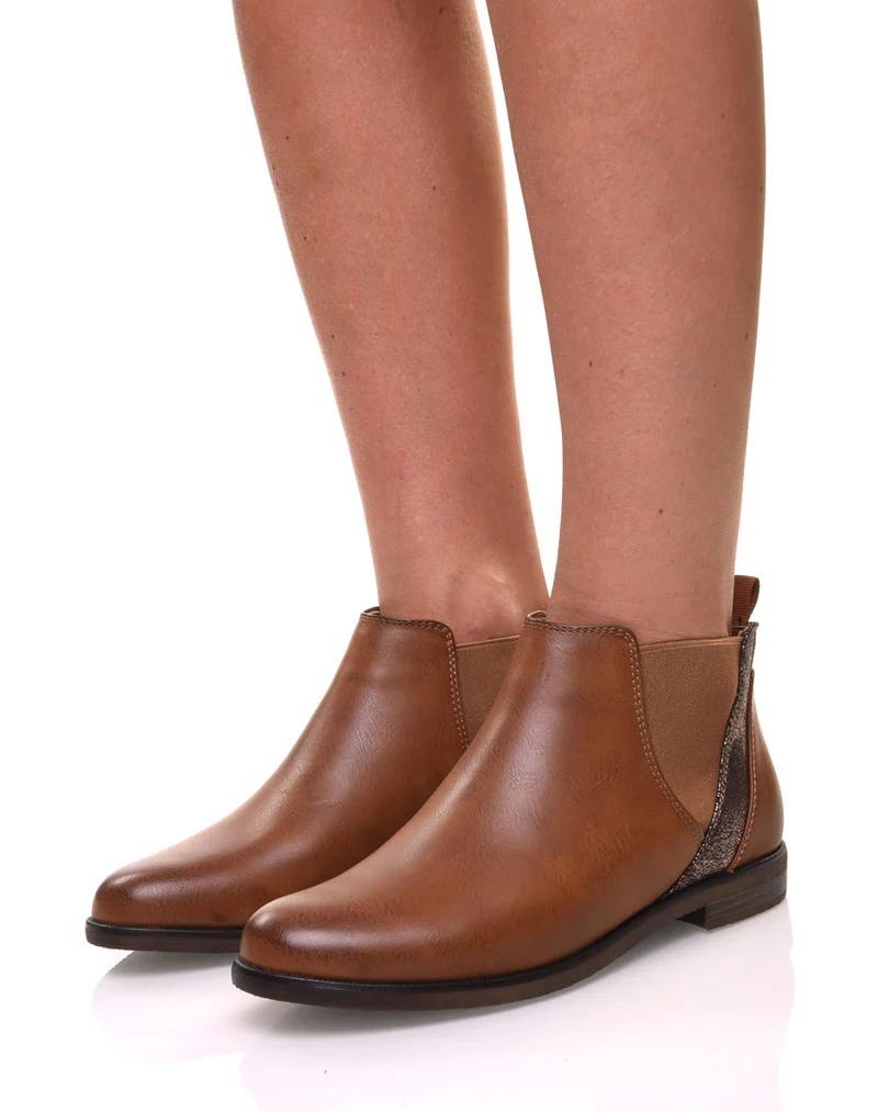 Bottines camel plates métallisées