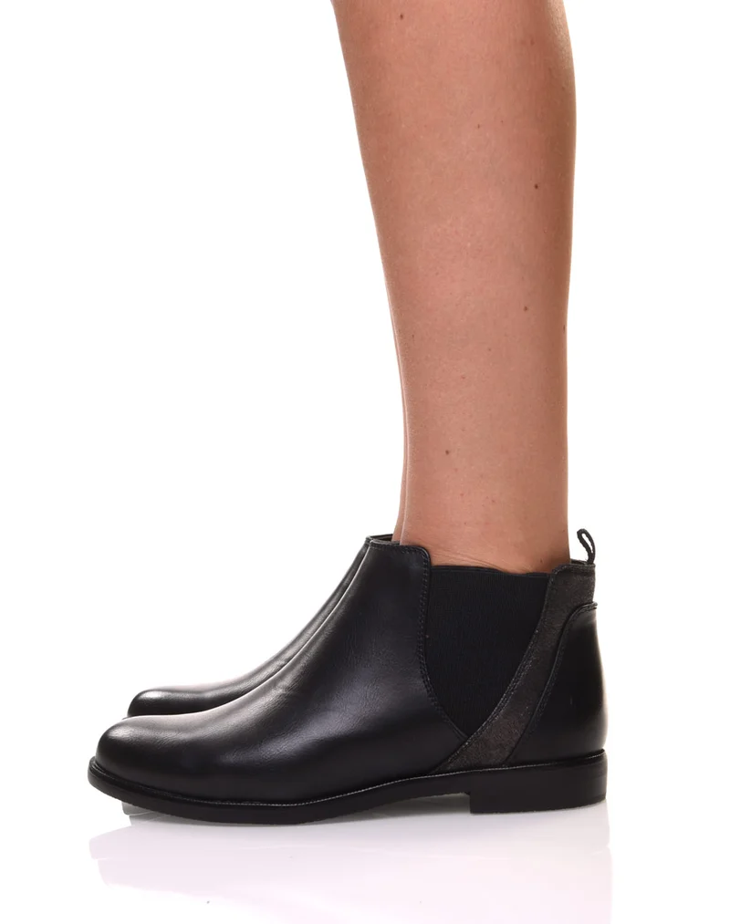 Bottines noires plates métallisées