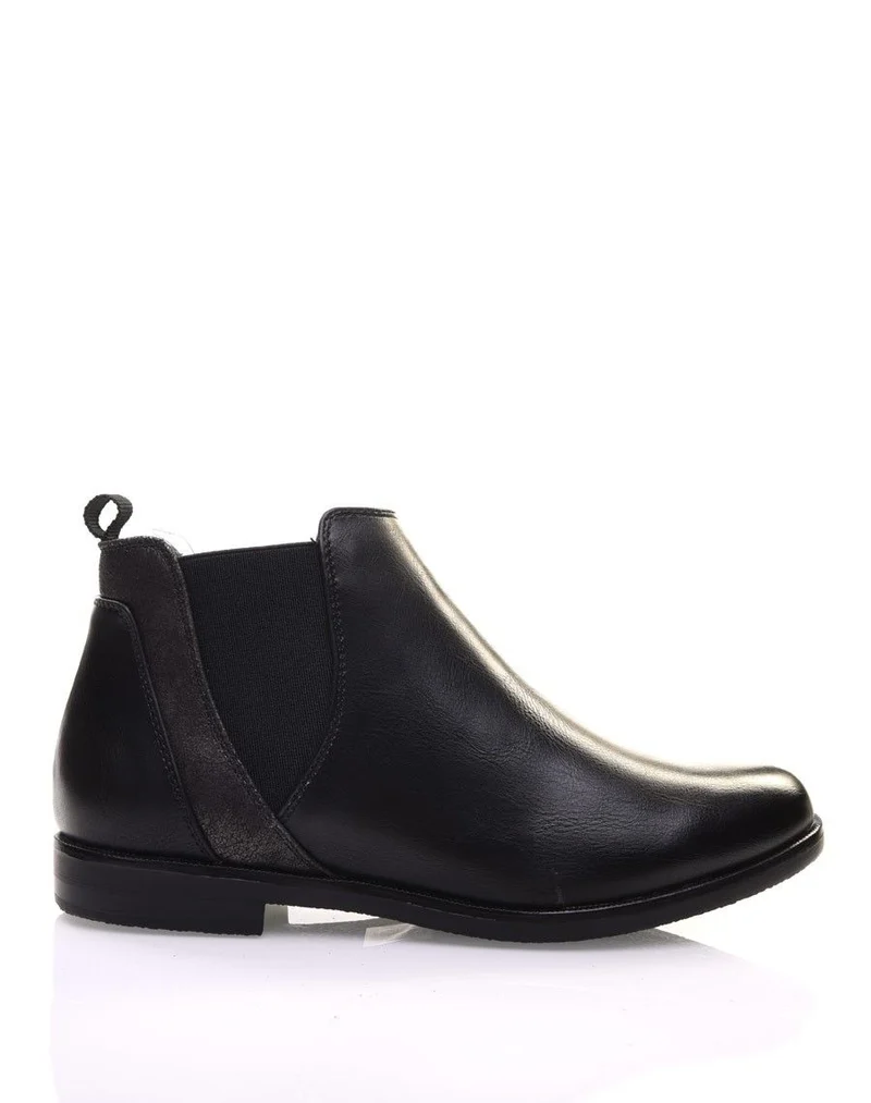 Bottines noires plates métallisées