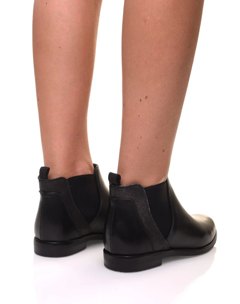 Bottines noires plates métallisées