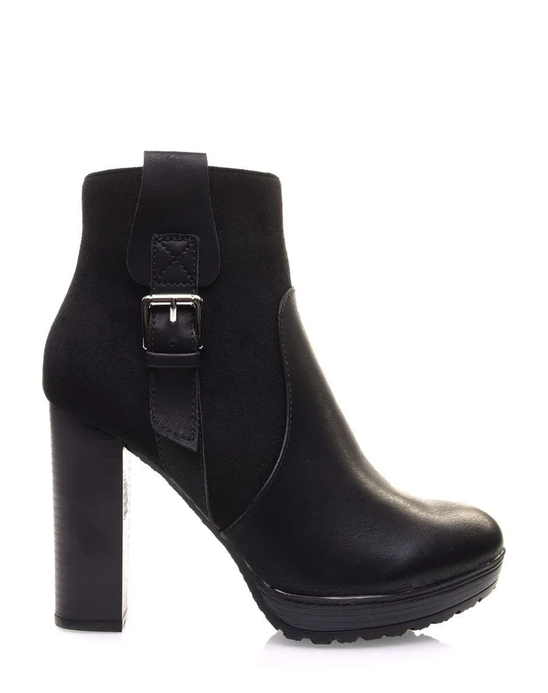 Bottines crantées noires à talons hauts