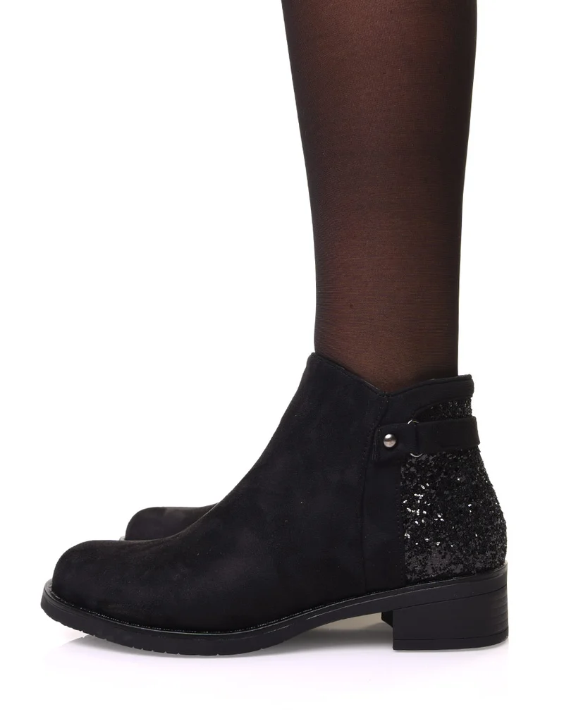 Bottines noires en suédine avec paillettes à l’arrière