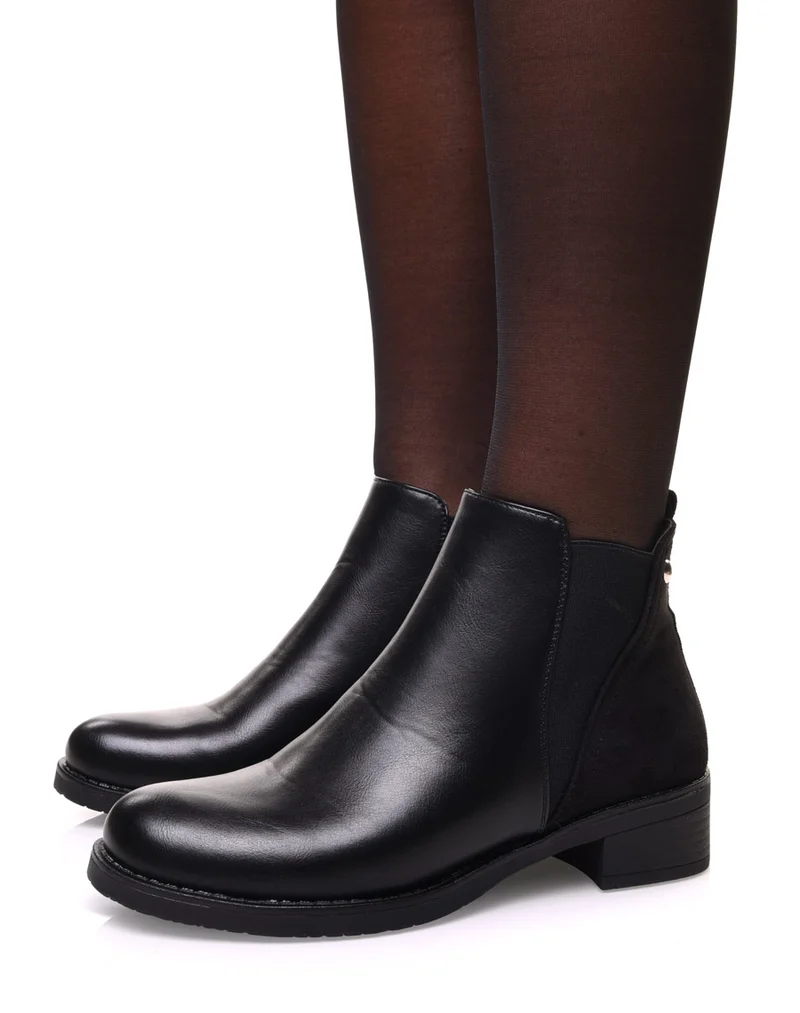 Bottines noires avec élastique bicolore à l’arrière