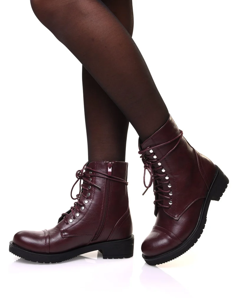 Bottines bordeaux à lacets