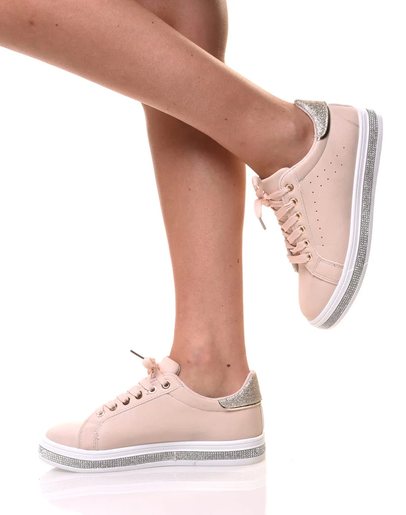 Baskets beiges avec strass