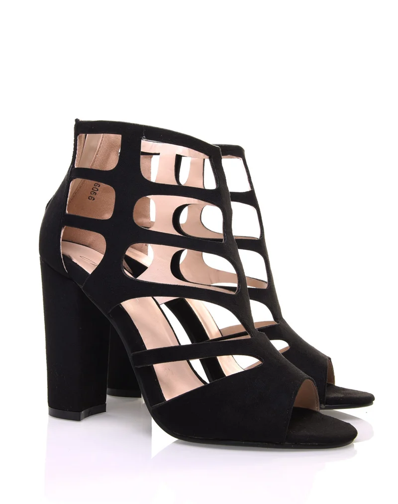 Sandales à talons en suédine noires