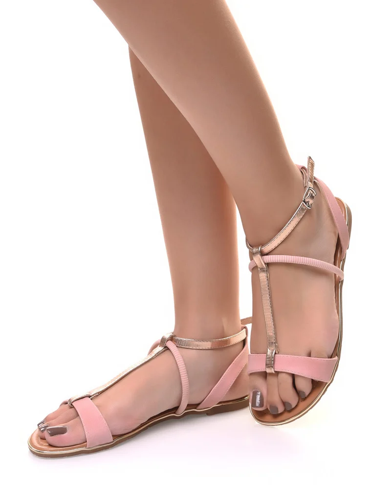 Nu-pieds roses effet écaillés