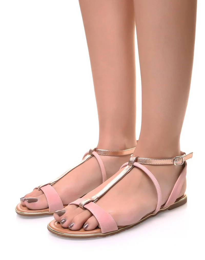 Nu-pieds roses effet écaillés