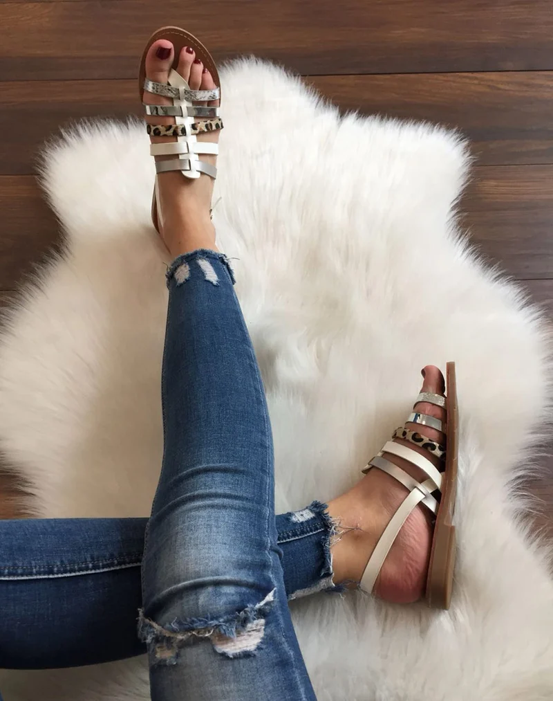 Nu-pieds multi-lanières blancs