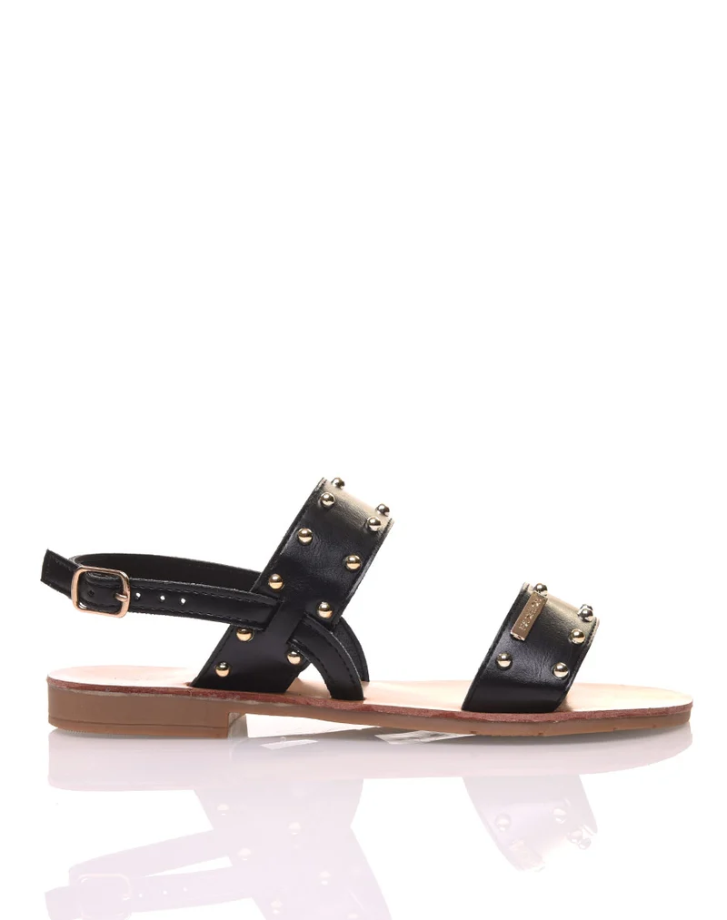 Nu-pieds noirs cloutés or