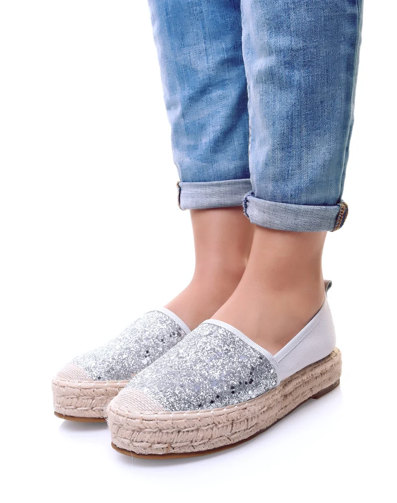 Espadrilles pailletées argent
