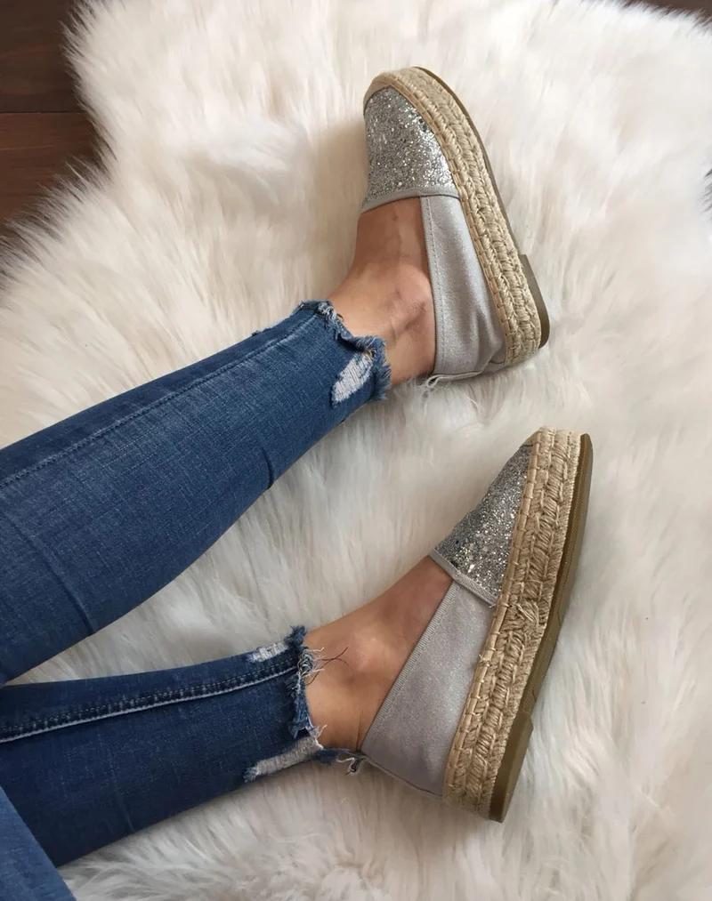 Espadrilles pailletées argent