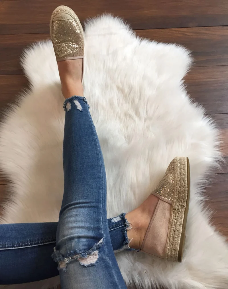 Espadrilles pailletées champagne