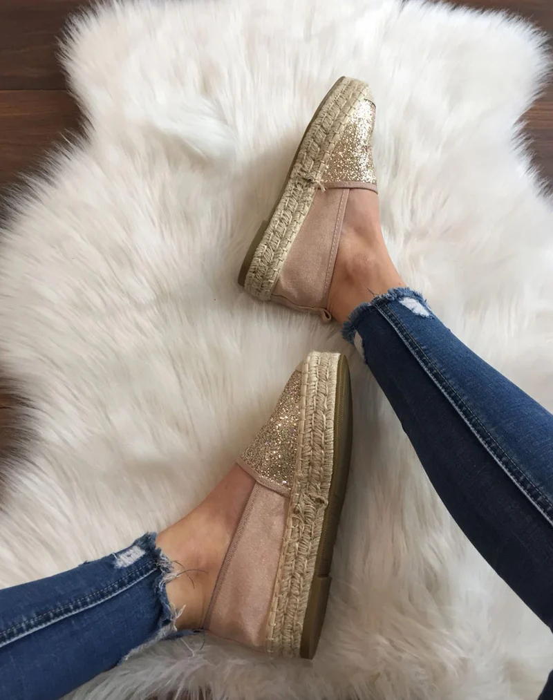 Espadrilles pailletées champagne