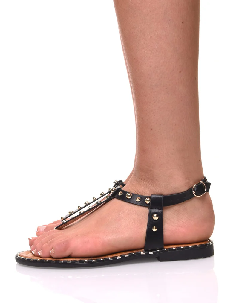 Nu pieds noirs cloutés or