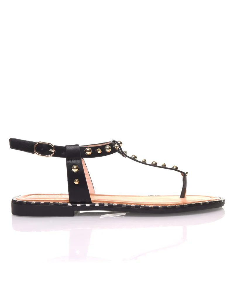 Nu pieds noirs cloutés or