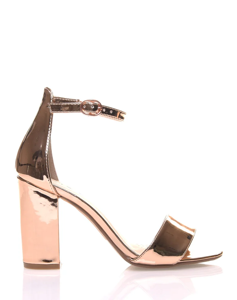 Sandales champagne cirées à talons