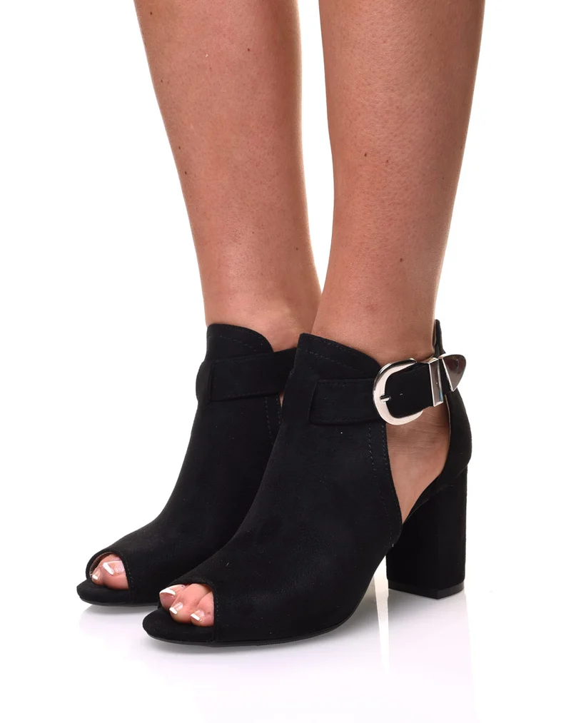 Sandales à talons en suédine noires