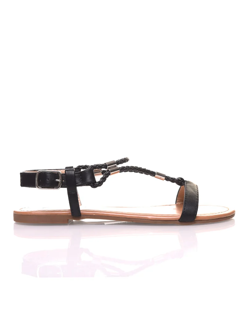 Nu-pieds noirs tressés