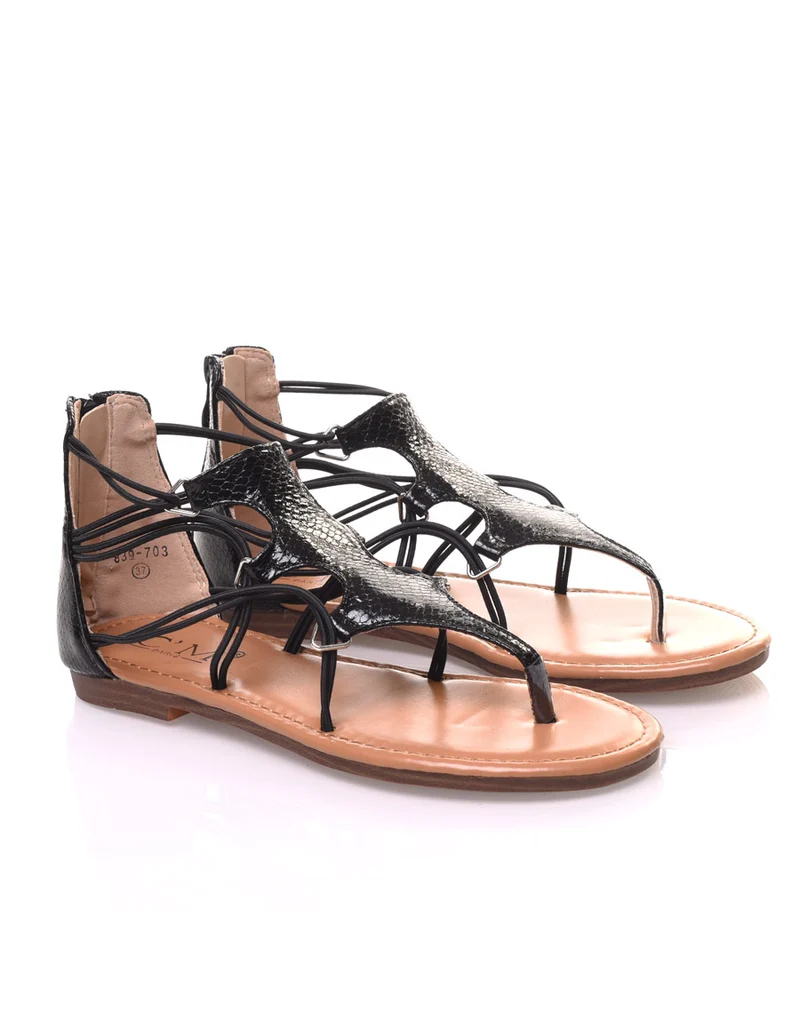 Nu-pieds noirs effets croco
