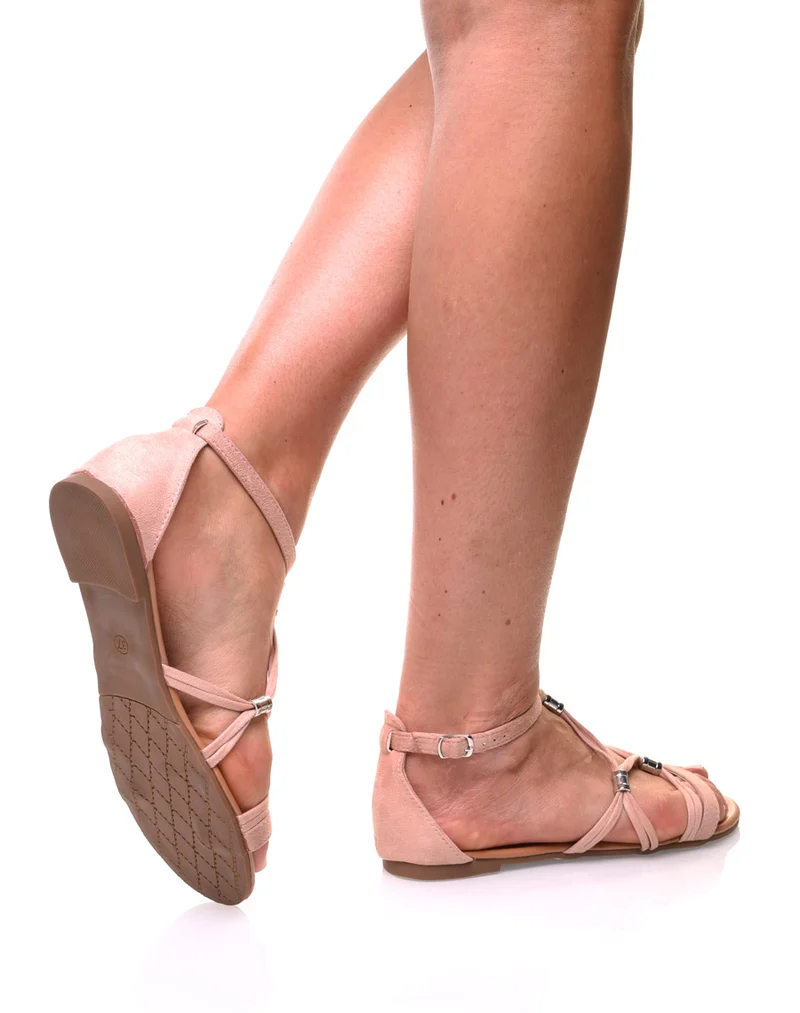 Nu-pieds rose en suédines