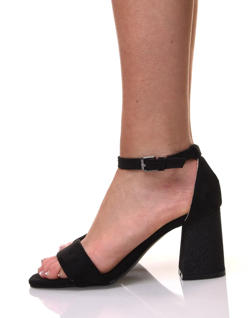 Sandales noires talons pailletés
