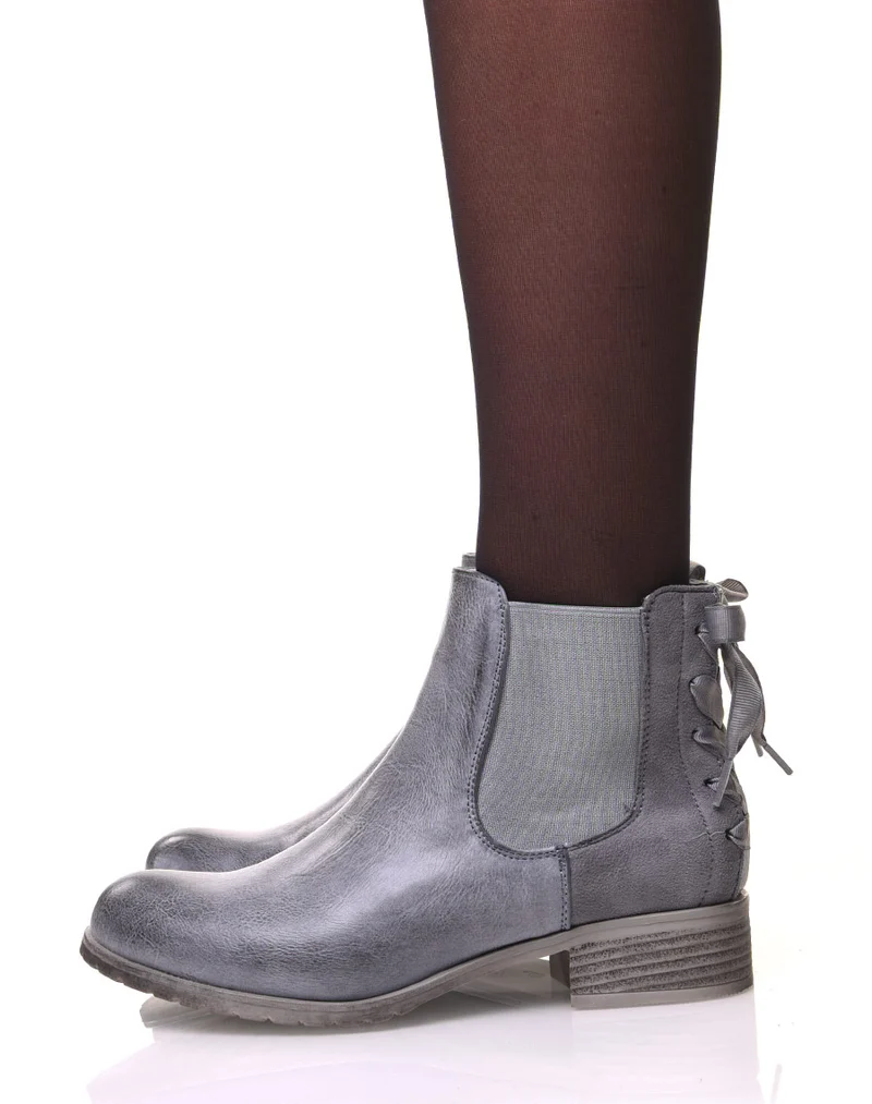 Chelsea Boots grises à nœuds