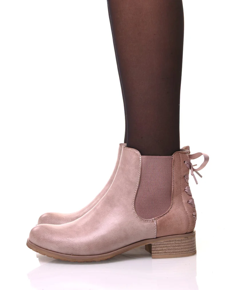 Chelsea Boots roses à nœuds