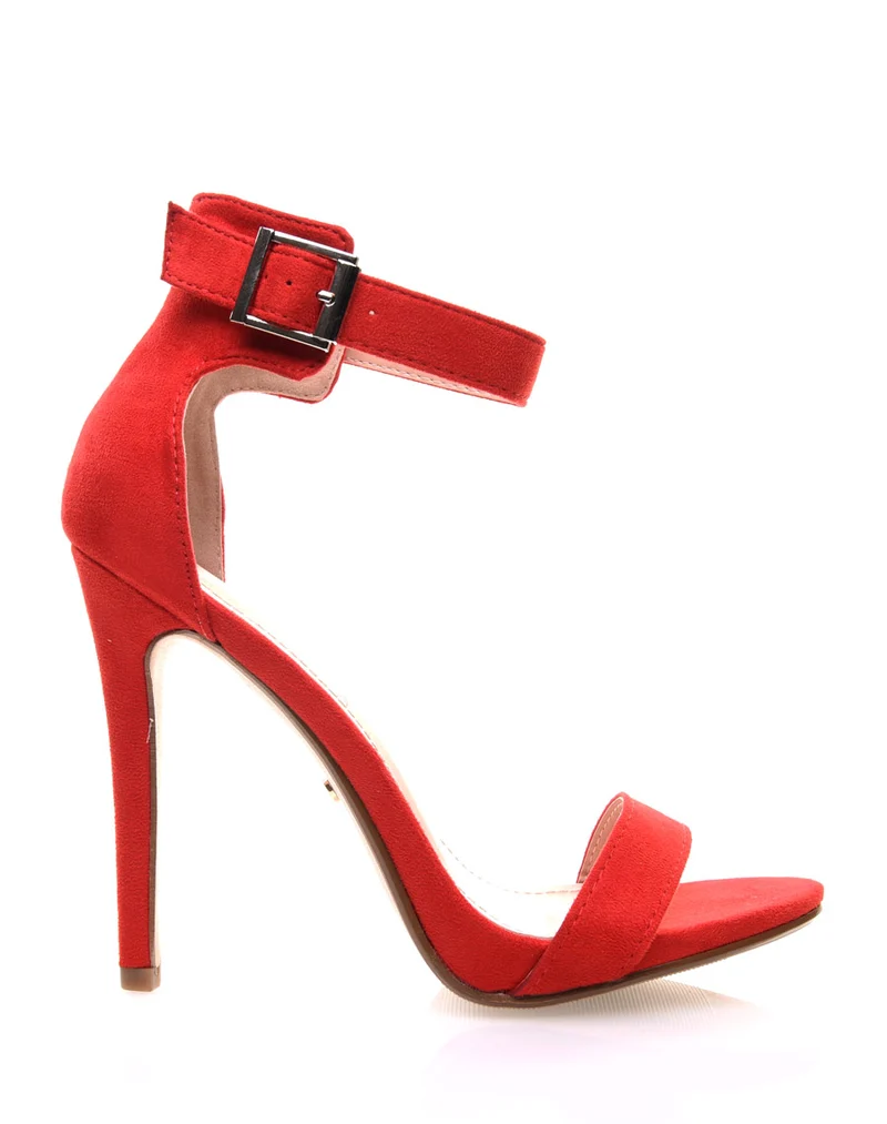 Sandales rouges en suédine à brides