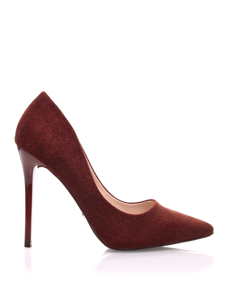 Escarpins bordeaux en suédine et à talons aiguilles