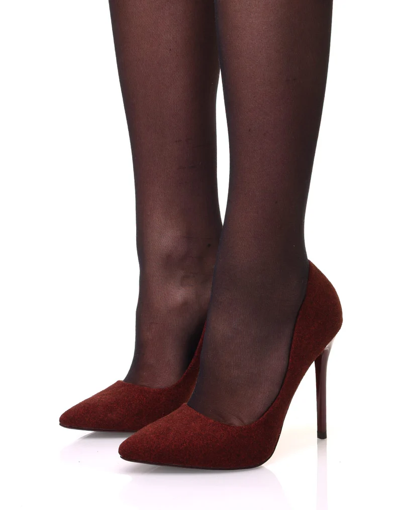 Escarpins bordeaux en suédine et à talons aiguilles