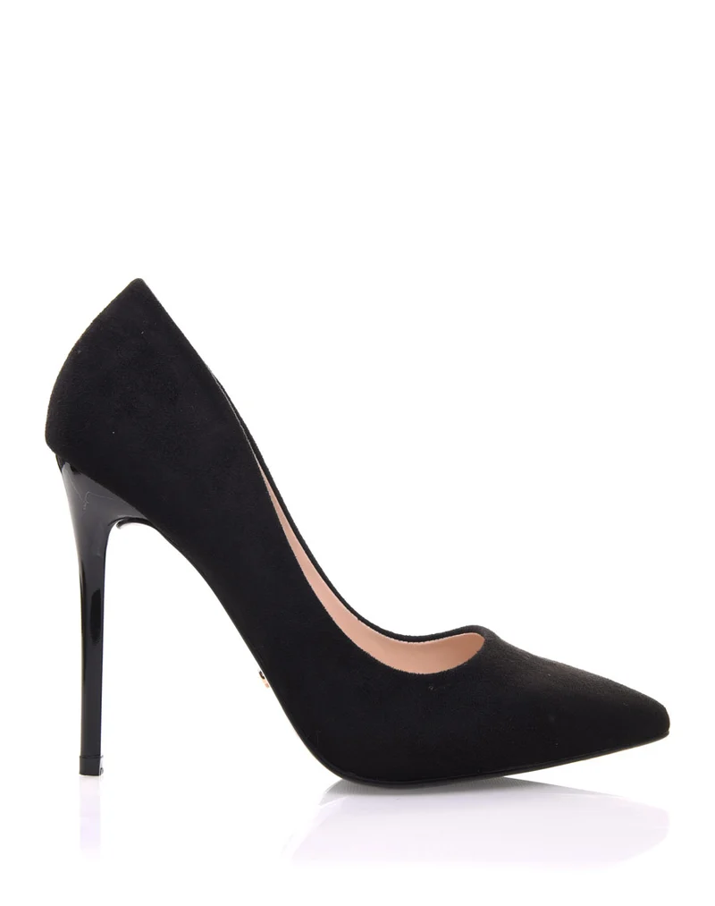 Escarpins noirs en suédine et à talons aiguilles