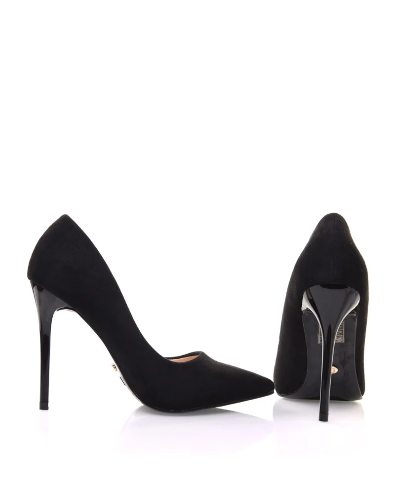 Escarpins noirs en suédine et à talons aiguilles