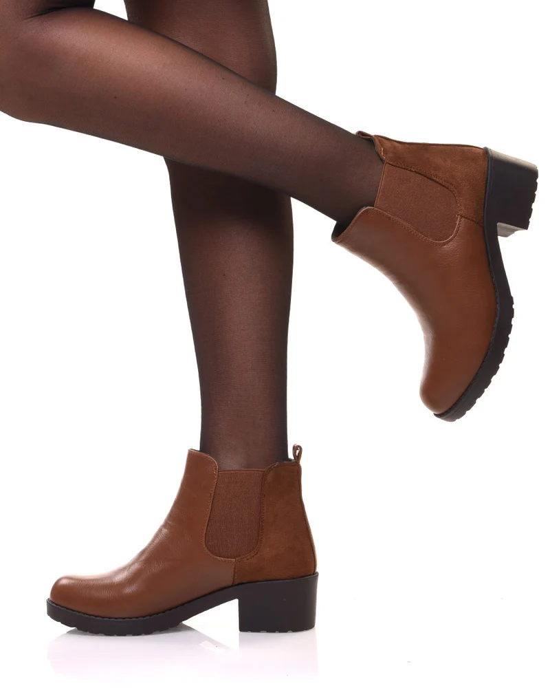 Chelsea boots camel semelles épaisses
